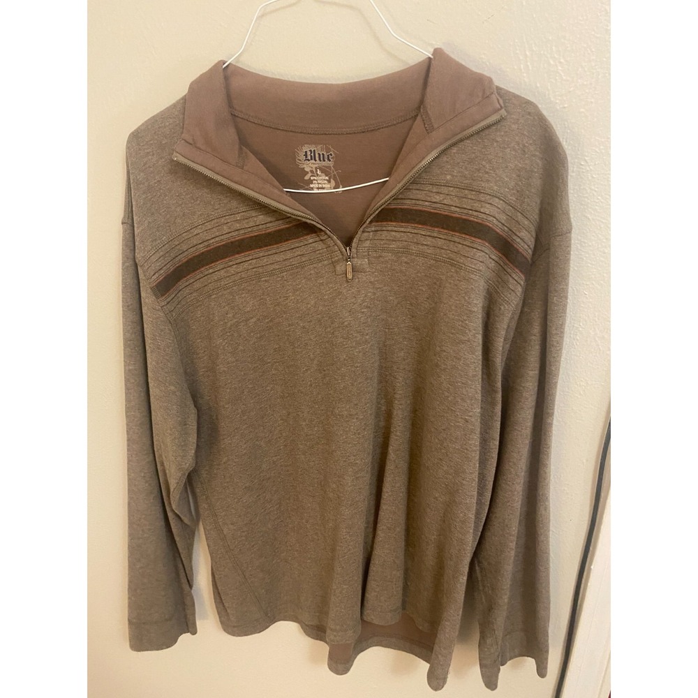 Pronto Uomo Cardigan Sweater Mens Large Gray Mock 1/4 Zip Pullover Cotton